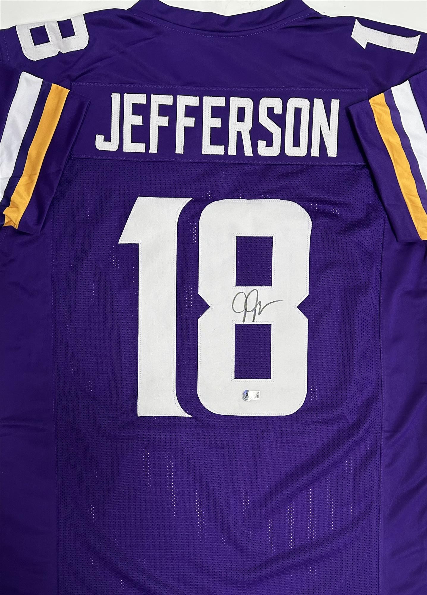 JUSTIN JEFFERSON SIGNED CUSTOM REPLICA VIKINGS PURPLE JERSEY - BAS