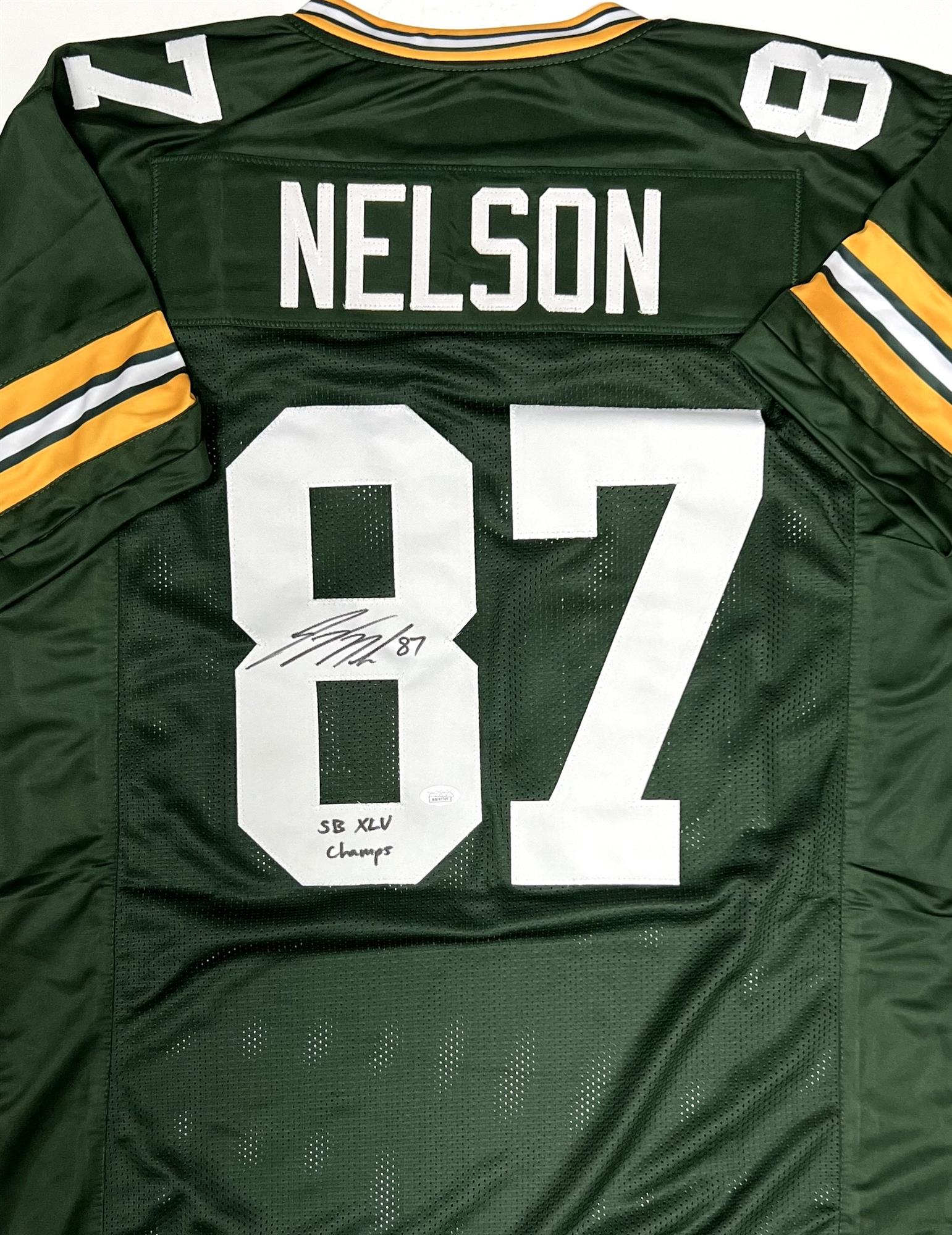 JORDY NELSON SIGNED CUSTOM REPLICA GREEN PACKERS JERSEY W/ SB XLV - BAS
