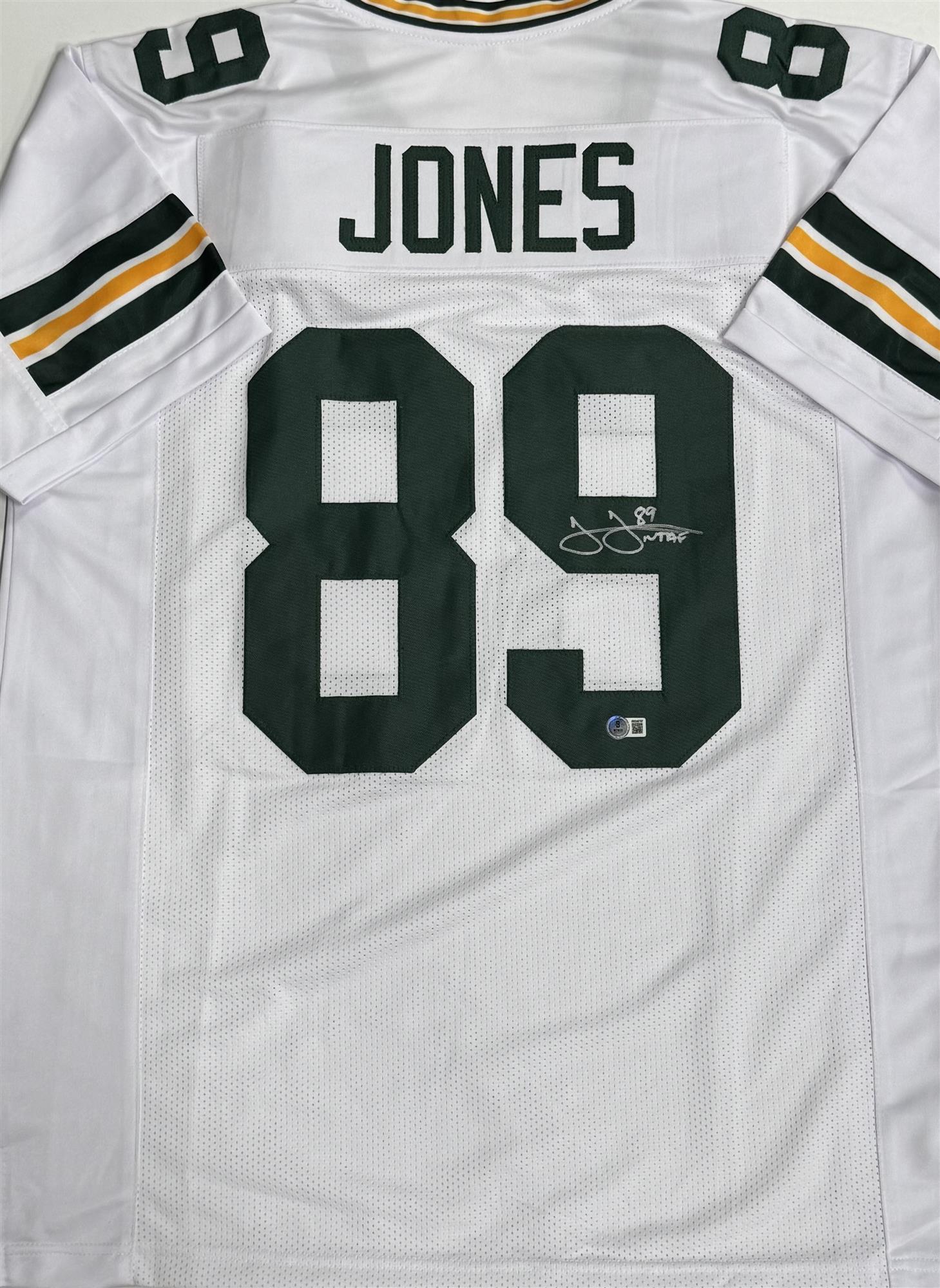 JAMES JONES SIGNED CUSTOM REPLICA PACKERS WHITE JERSEY W/ XLV CHAMPS - JSA