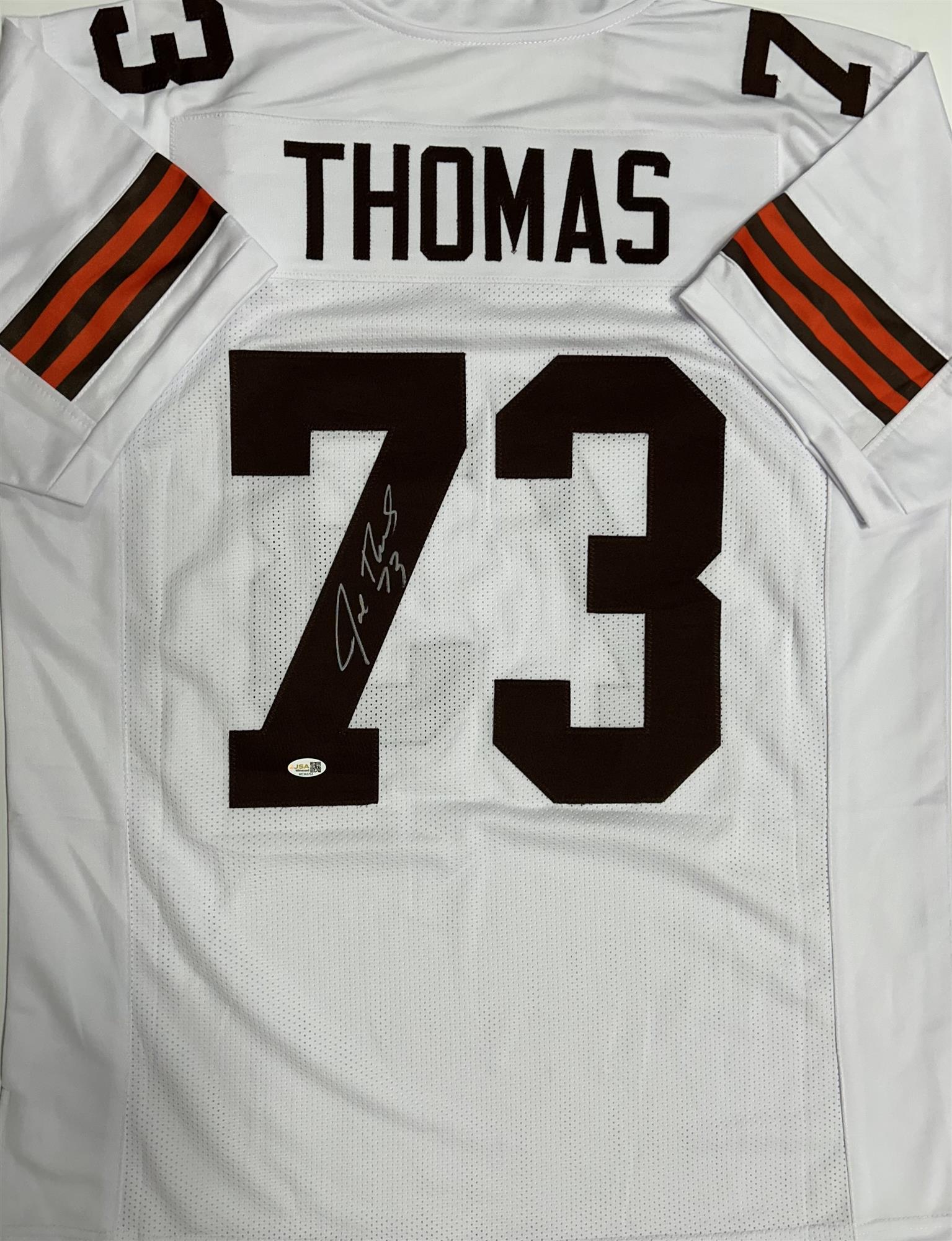 JOE THOMAS SIGNED CUSTOM REPLICA WHITE JERSEY - CLEVELAND BROWNS NFL - JSA