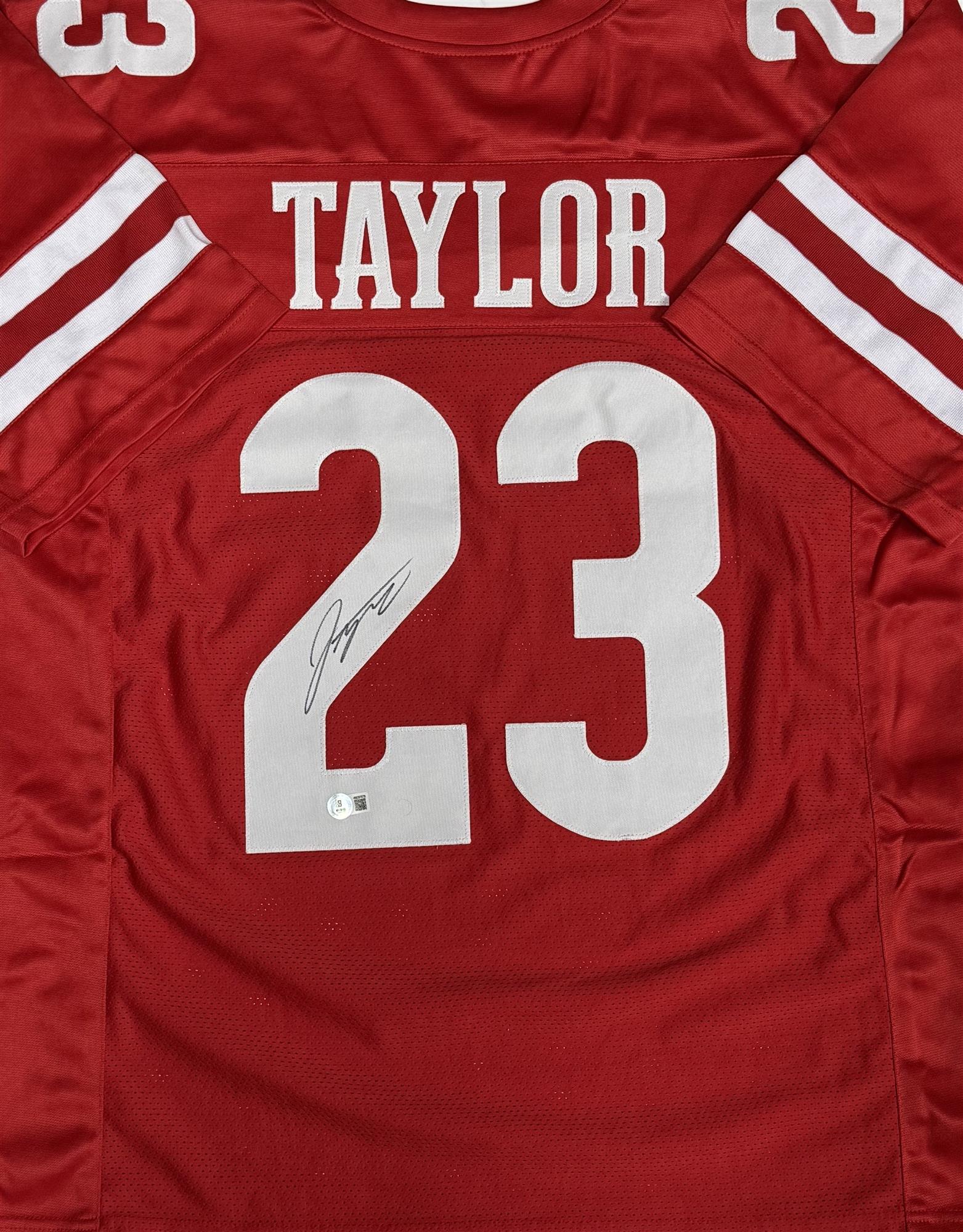 JONATHAN TAYLOR SIGNED REPLICA RED JERSEY - WISCONSIN BADGERS - BAS