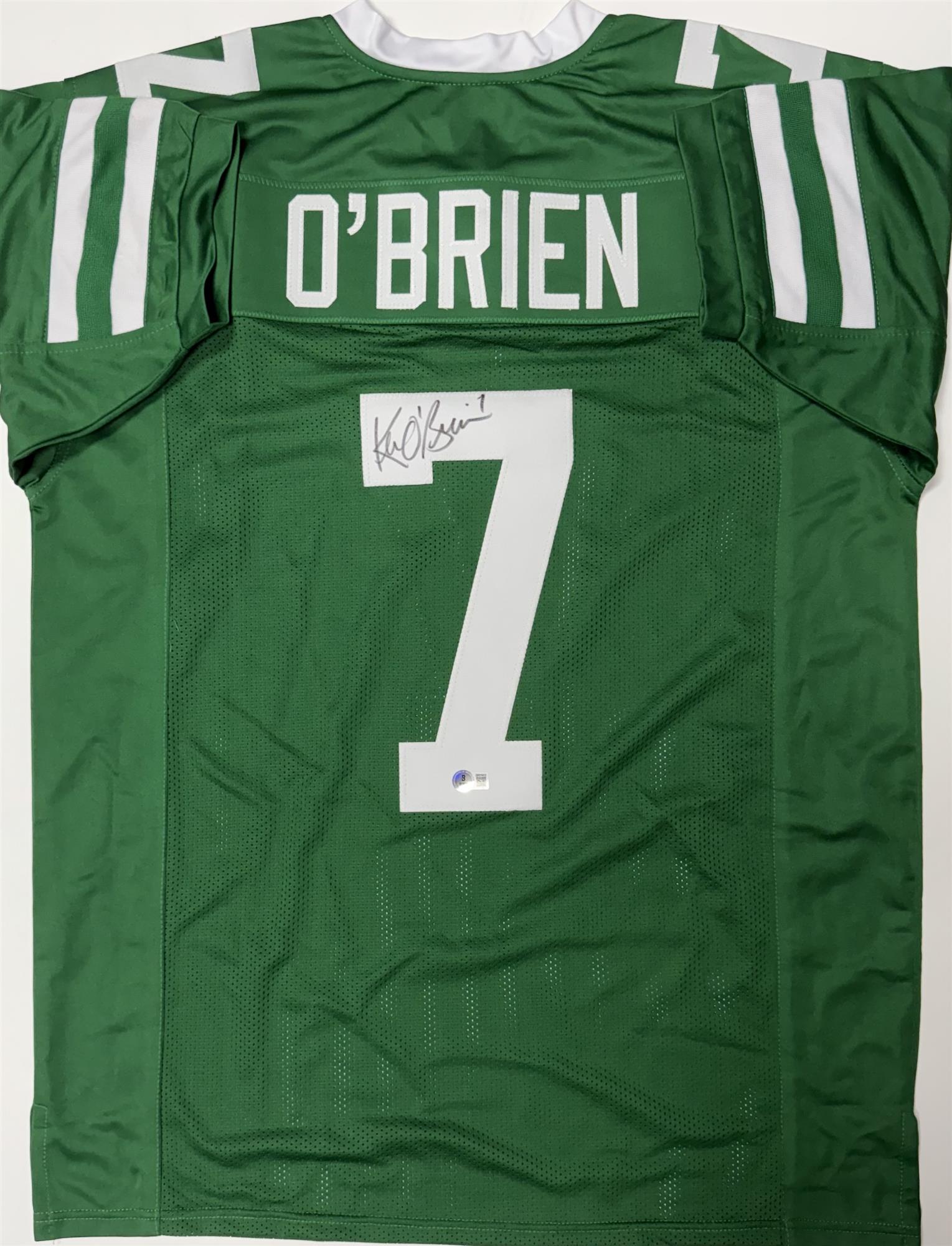 KEN O'BRIEN SIGNED CUSTOM REPLICA NY JETS JERSEY - BAS