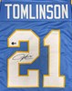 LADAINIAN TOMLINSON SIGNED CUSTOM REPLICA CHARGERS LIGHT BLUE JERSEY - BAS