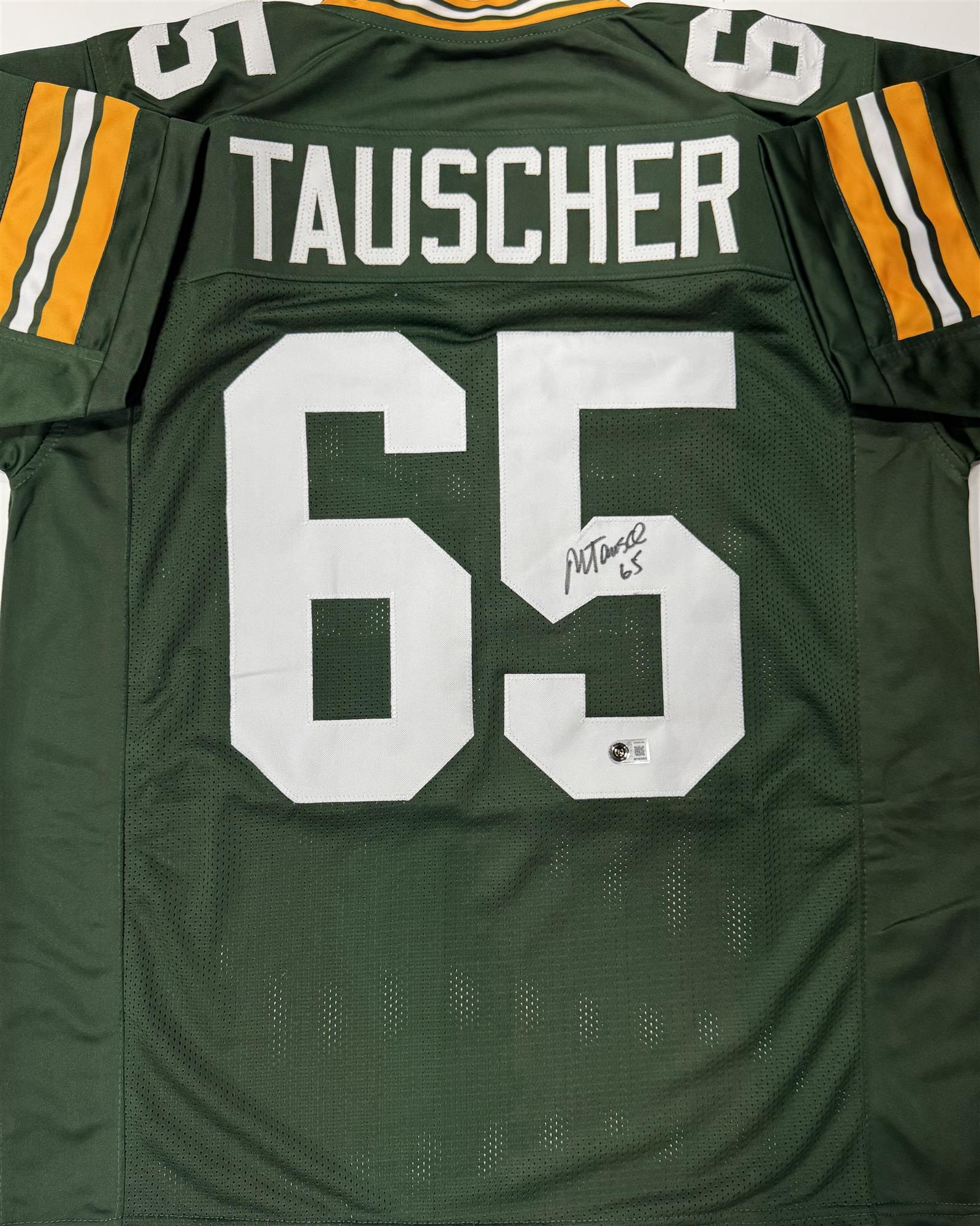 MARK TAUSCHER SIGNED CUSTOM REPLICA PACKERS GREEN JERSEY - BAS