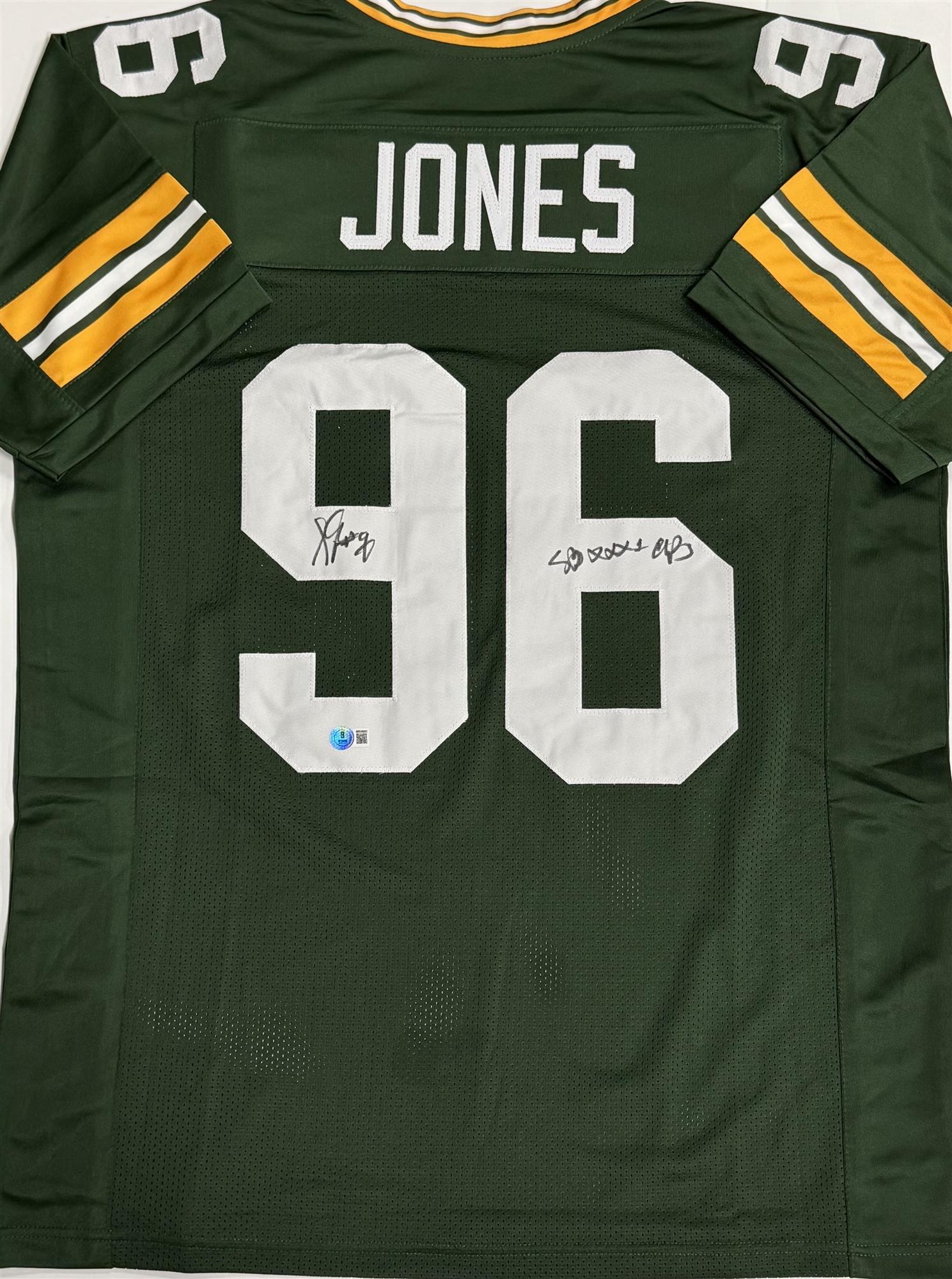 SEAN JONES SIGNED CUSTOM REPLICA PACKERS GREEN JERSEY - BAS