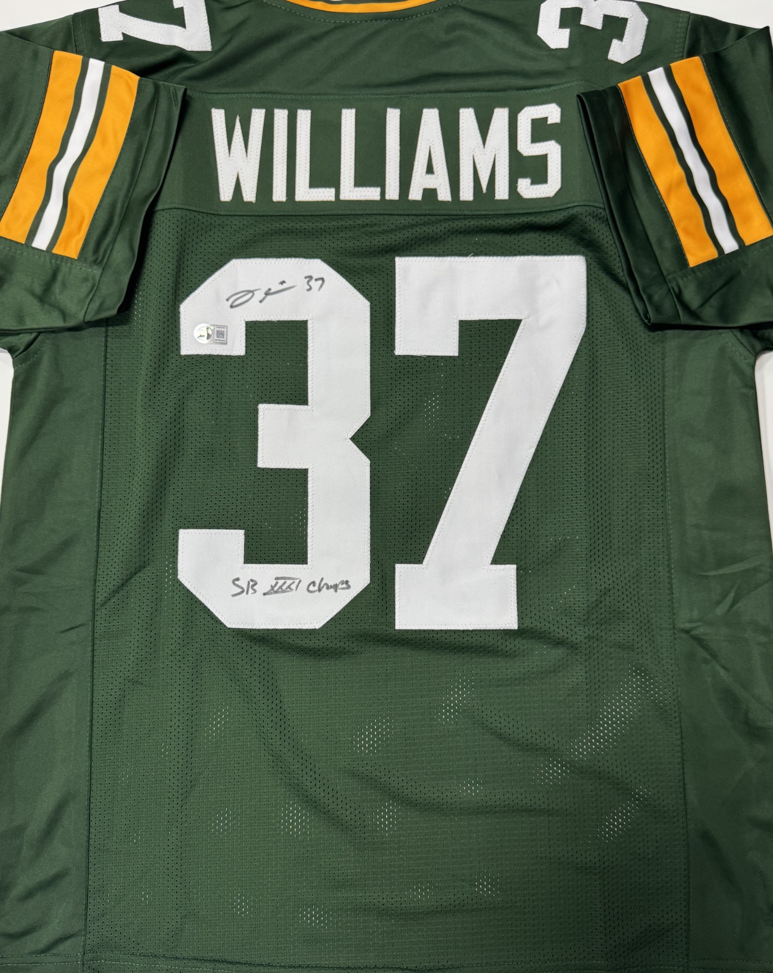 TYRONE WILLIAMS SIGNED PACKERS CUSTOM JERSEY W/ SB CHAMPS