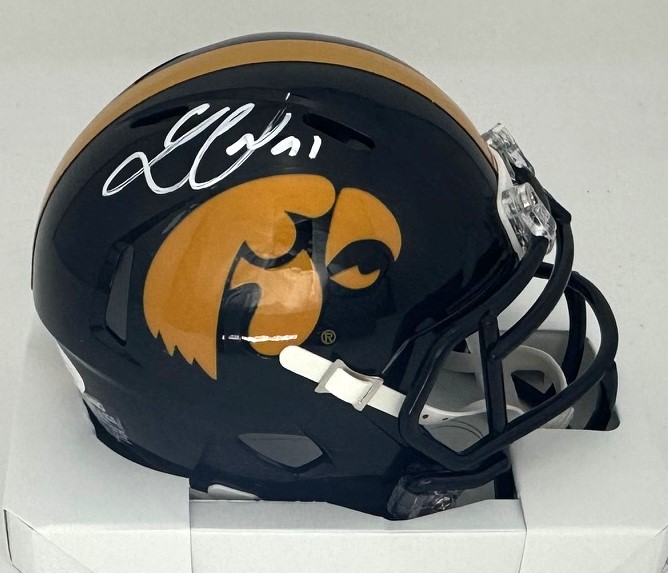 LUKAS VAN NESS SIGNED IOWA HAWKEYES SPEED MINI HELMET - JSA