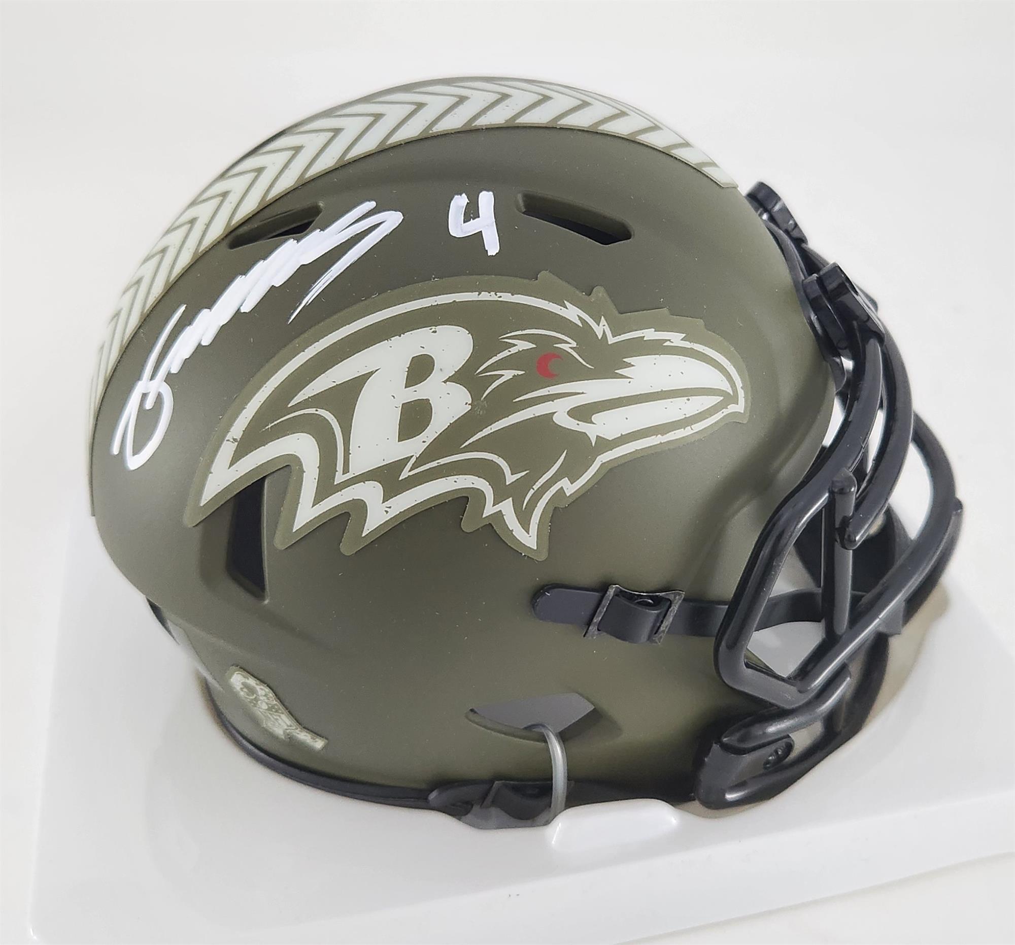 ZAY FLOWERS SIGNED RAVENS 2022 SALUTE SPEED MINI HELMET - BAS