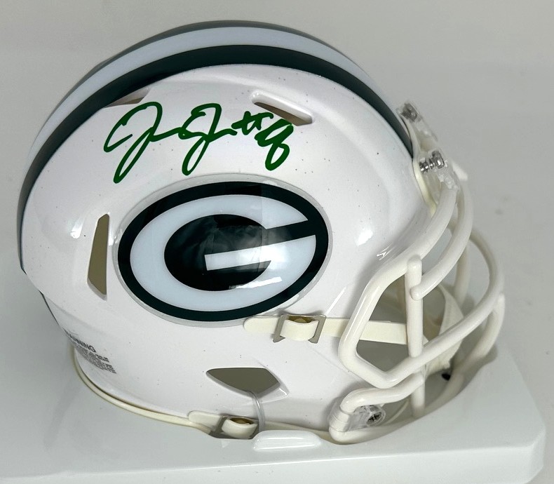 JOSH JACOBS SIGNED PACKERS ALTERNATE WHITE SPEED MINI HELMET - BAS