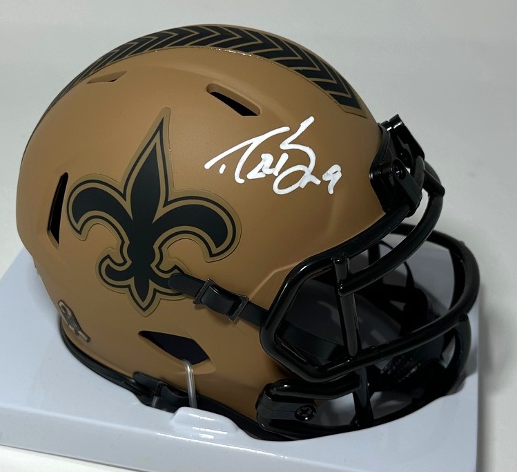DREW BREES SIGNED RIDDELL SAINTS 2023 SALUTE SPEED MINI HELMET - BAS
