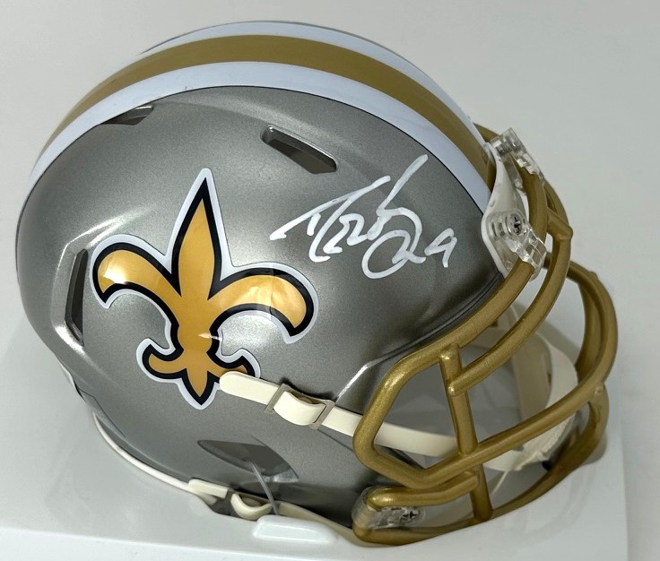 DREW BREES SIGNED RIDDELL SAINTS FLASH SPEED MINI HELMET - BAS