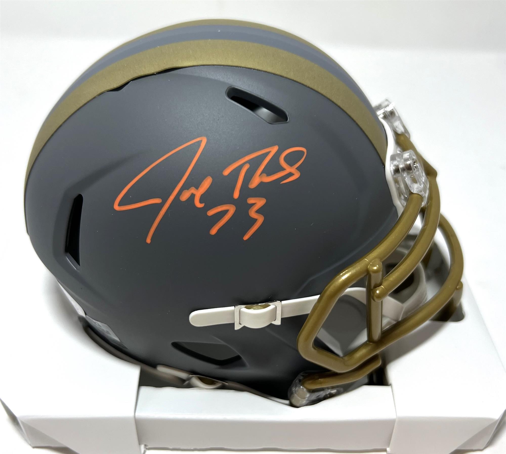 JOE THOMAS SIGNED BROWNS SLATE MINI HELMET - JSA