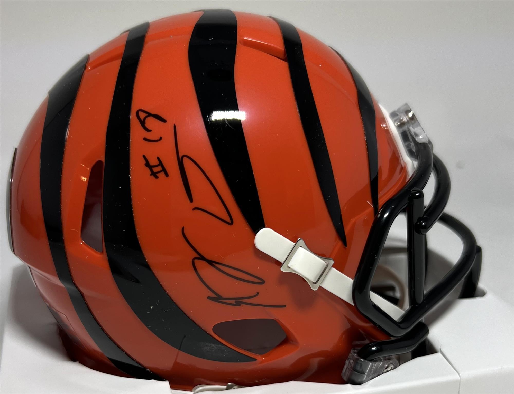 AJ GREEN SIGNED BENGALS SPEED MINI HELMET - BAS