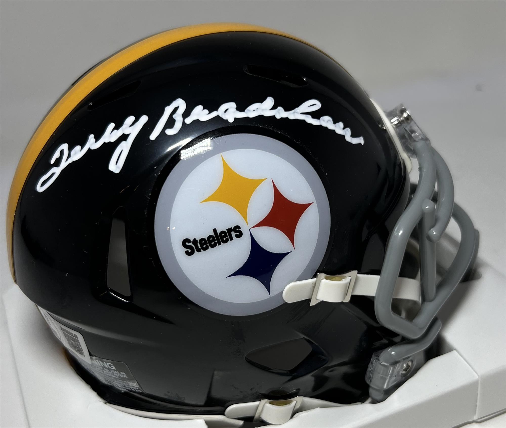 TERRY BRADSHAW SIGNED STEELERS RIDDELL SPEED MINI HELMET - BAS