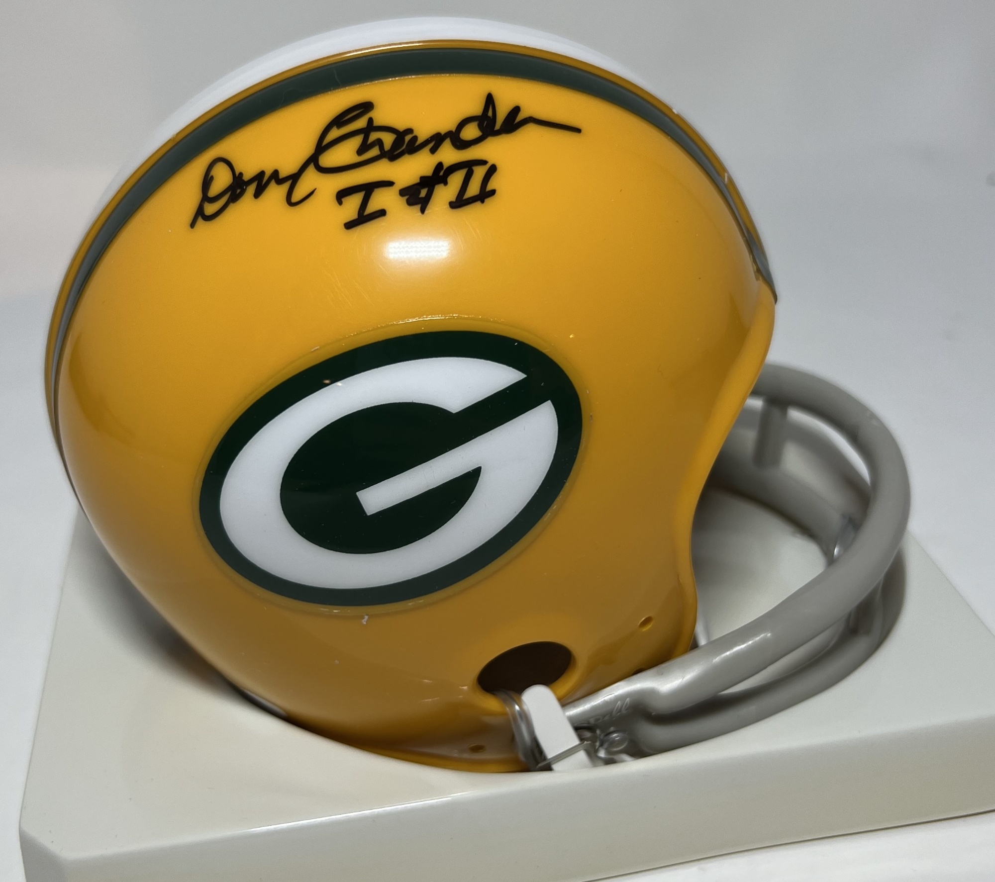 DON CHANDLER (d) SIGNED PACKERS MINI HELMET W/ SB I II - JSA