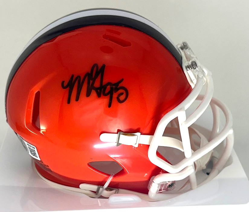 MYLES GARRETT SIGNED RIDDELL BROWNS SPEED MINI HELMET - BAS