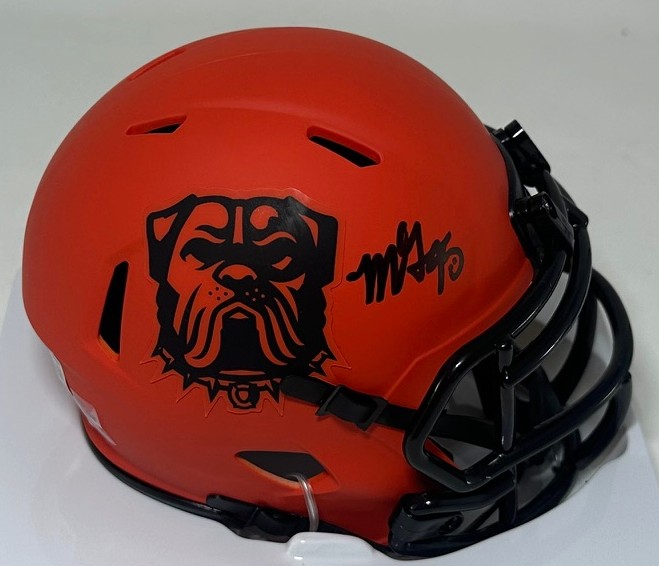 MYLES GARRETT SIGNED RIDDELL BROWNS RAVE SPEED MINI HELMET - BAS