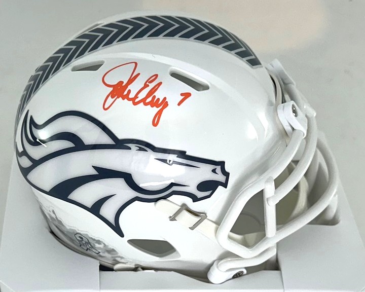 JOHN ELWAY SIGNED BRONCOS 2024 SALUTE SPEED MINI HELMET - JSA