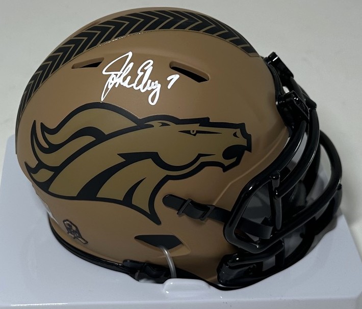 JOHN ELWAY SIGNED BRONCOS 2023 SALUTE SPEED MINI HELMET - JSA
