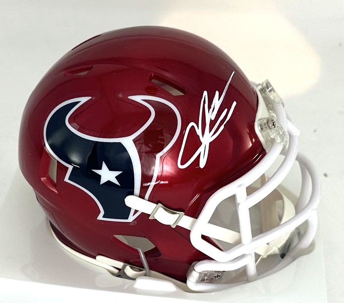 ANDRE JOHNSON SIGNED RIDDELL TEXANS FLASH SPEED MINI HELMET - BAS