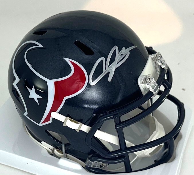ANDRE JOHNSON SIGNED RIDDELL TEXANS SPEED MINI HELMET - BAS