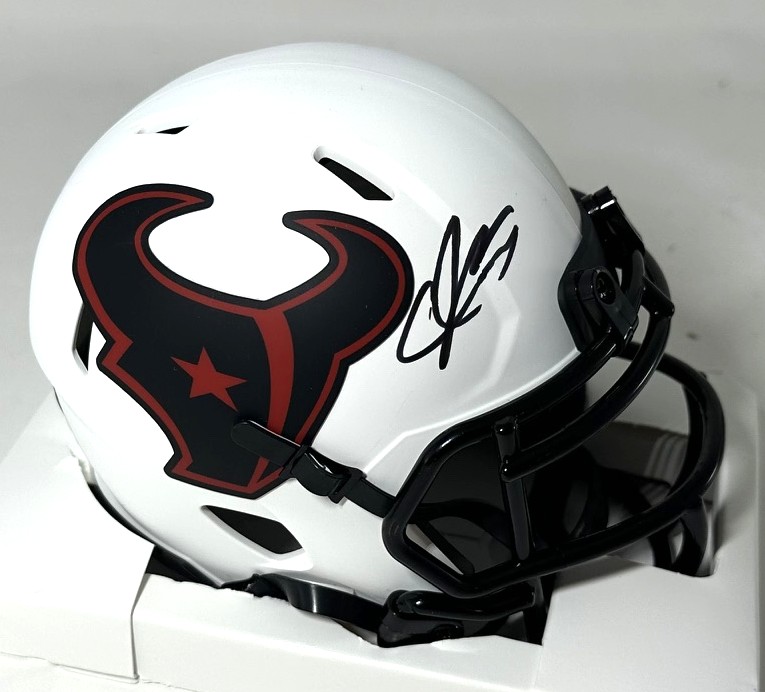 ANDRE JOHNSON SIGNED RIDDELL TEXANS LUNAR SPEED MINI HELMET - BAS