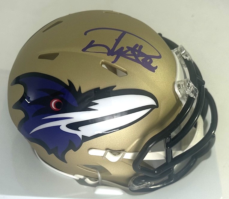 DERRICK HENRY SIGNED RAVENS AMP SPEED MINI HELMET - BAS