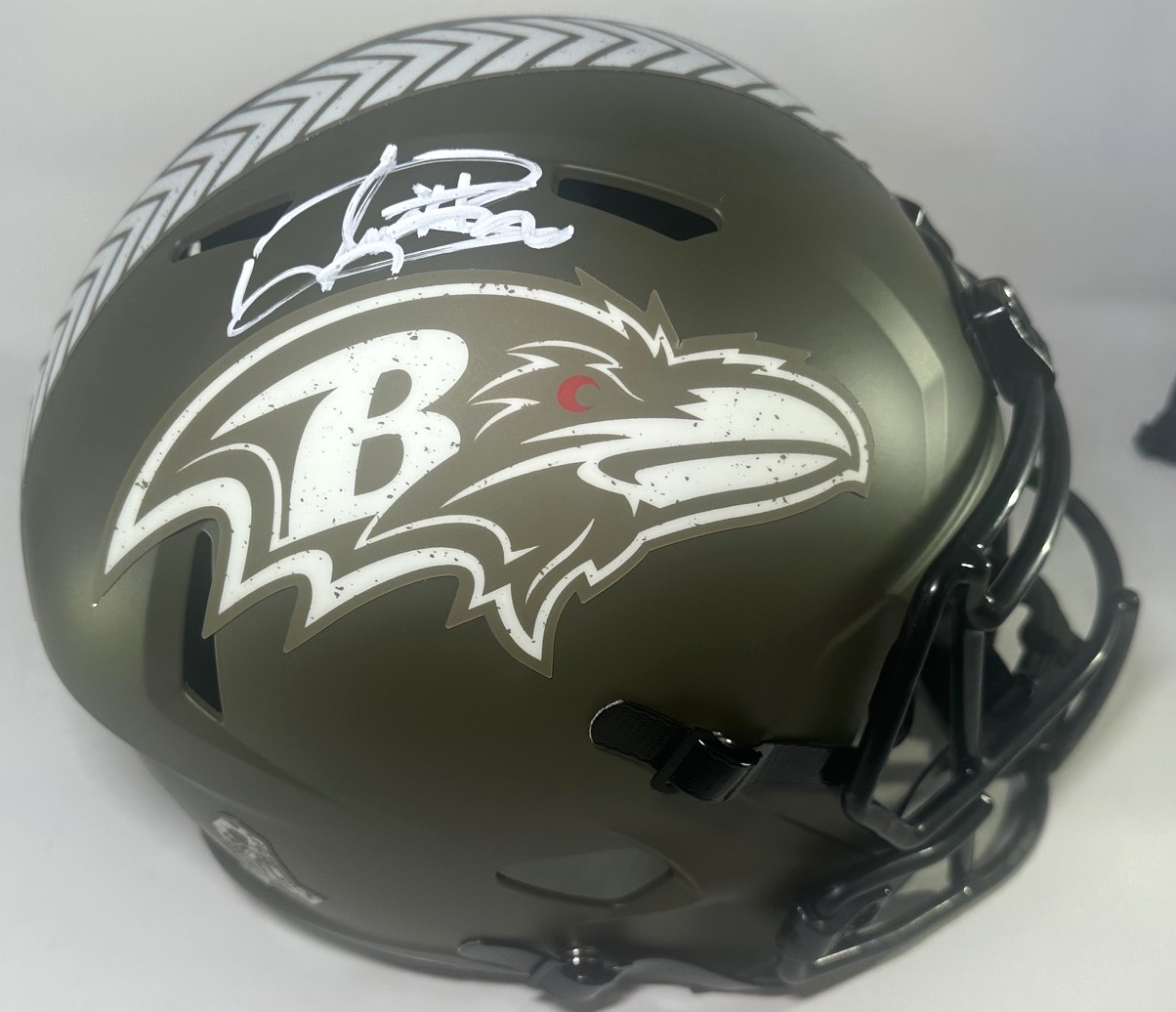 DERRICK HENRY SIGNED FULL SIZE RAVENS 2022 SALUTE REPLICA SPEED HELMET - BAS