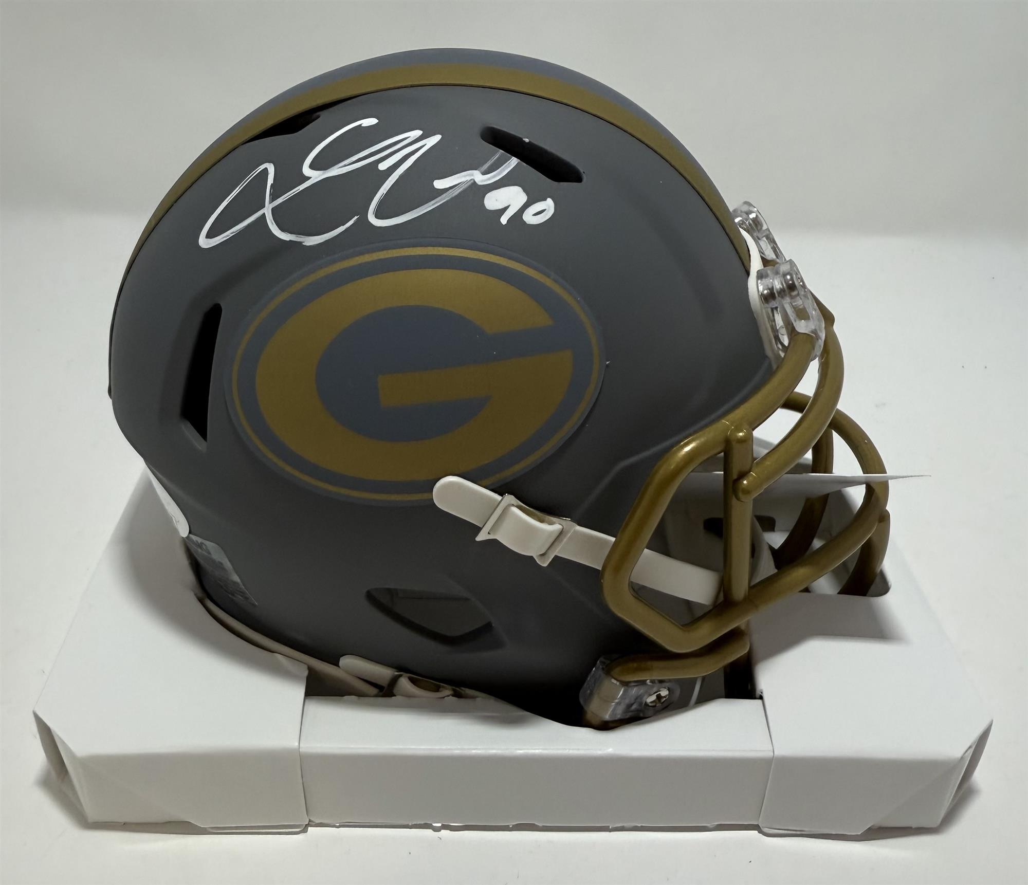 LUKAS VAN NESS SIGNED PACKERS SPEED SLATE MINI HELMET - JSA