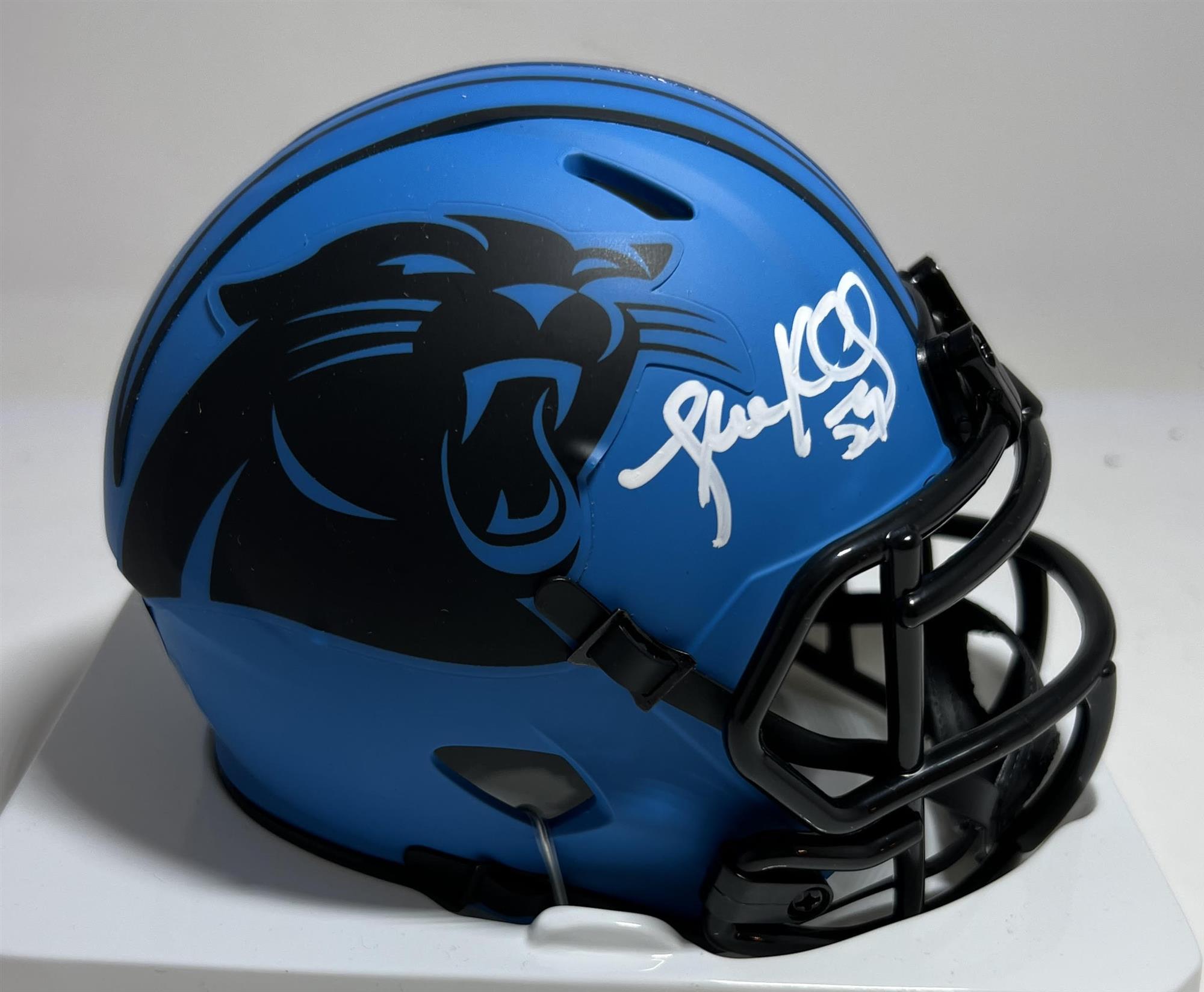 LUKE KUECHLY SIGNED RAVE MINI HELMET - CAROLINA PANTHERS NFL - BAS