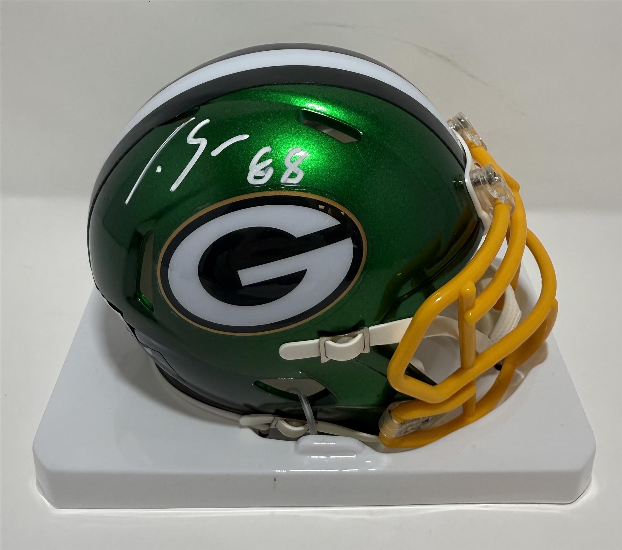 LUKE MUSGRAVE SIGNED RIDDELL PACKERS FLASH MINI HELMET - JSA