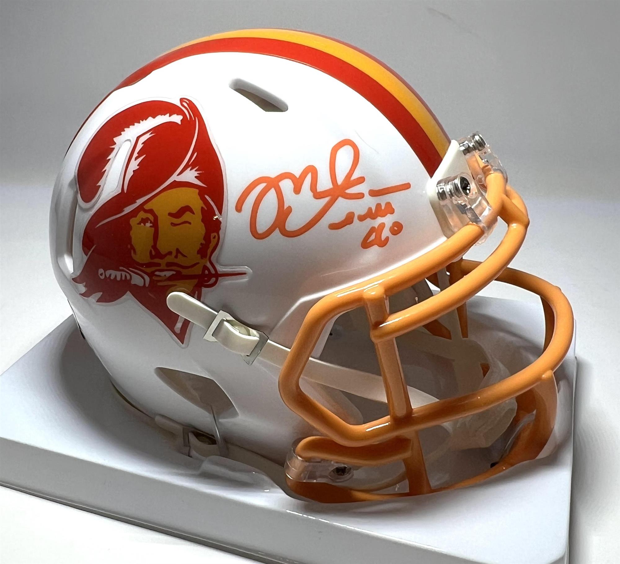 MIKE ALSTOTT SIGNED THROWBACK MINI HELMET - TAMPA BAY BUCCANEERS NFL - BAS