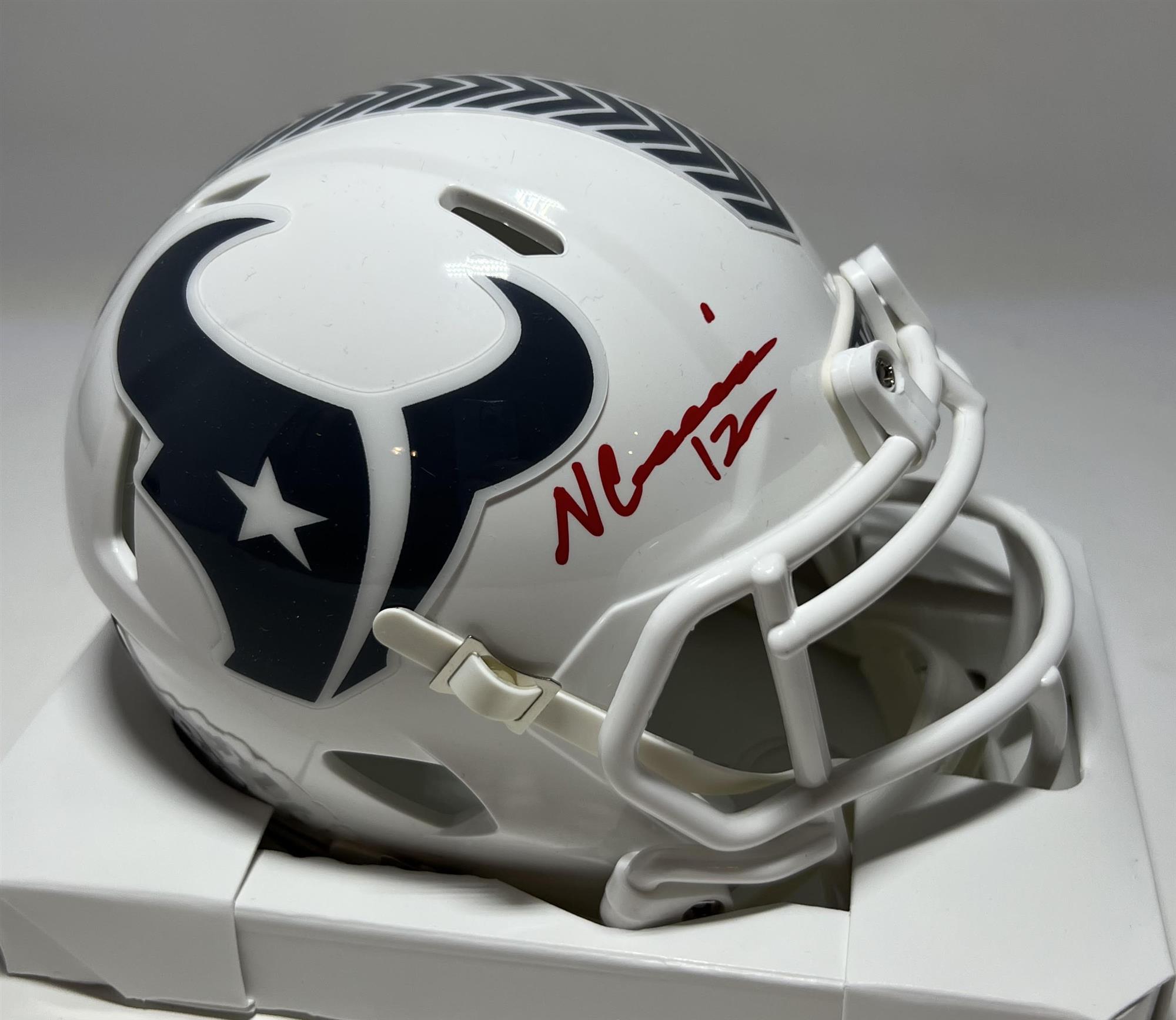 NICO COLLINS SIGNED 2024 SALUTE TO SERVICE MINI HELMET - HOUSTON TEXANS NFL - BAS