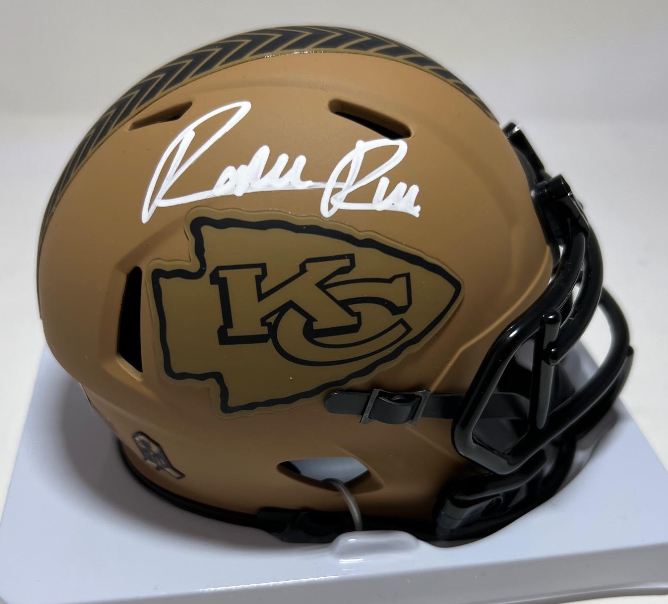 RASHEE RICE SIGNED 2023 SALUTE TO SERVICE MINI HELMET - KANSAS CITY CHIEFS NFL - BAS
