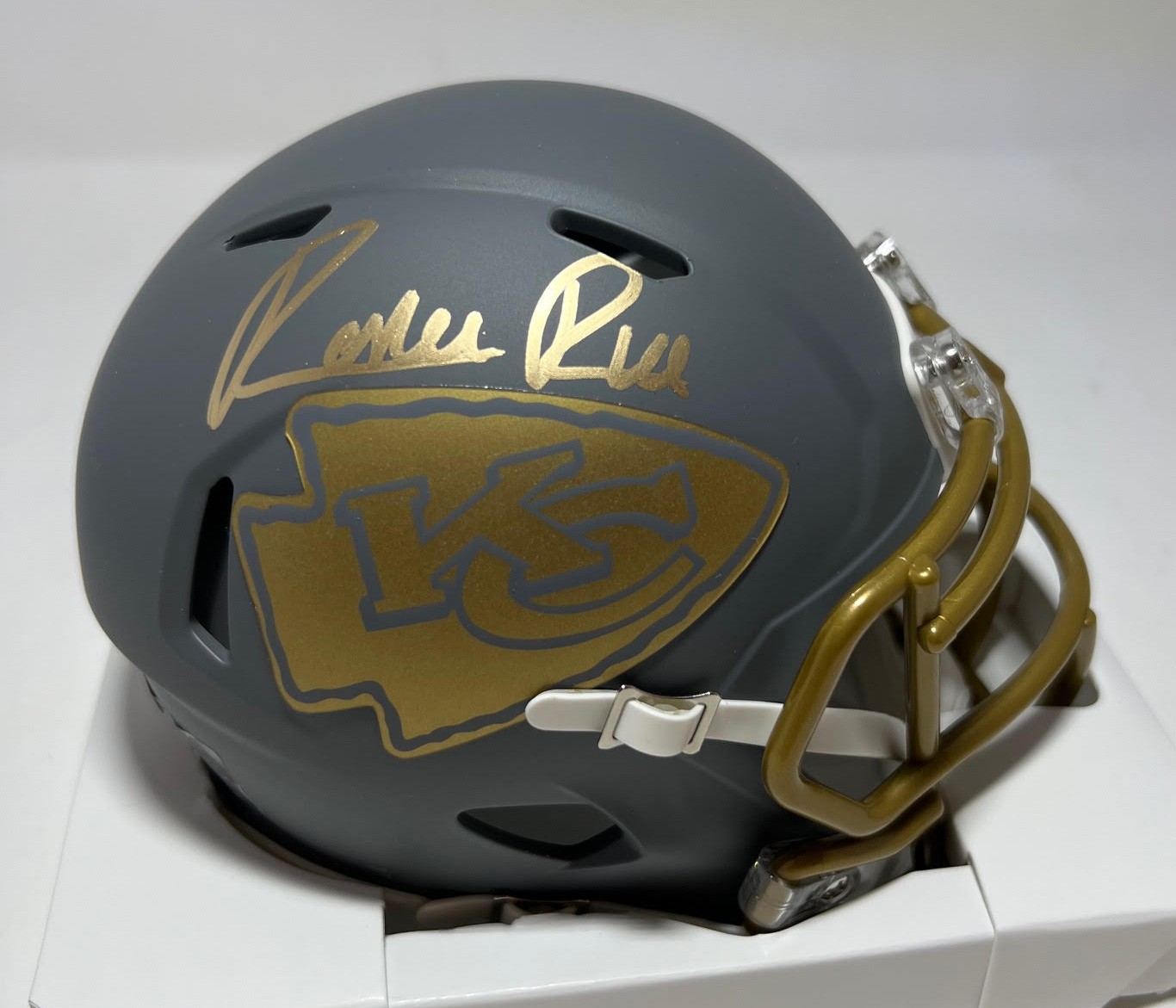 RASHEE RICE SIGNED SLATE MINI HELMET - KANSAS CITY CHIEFS NFL - BAS