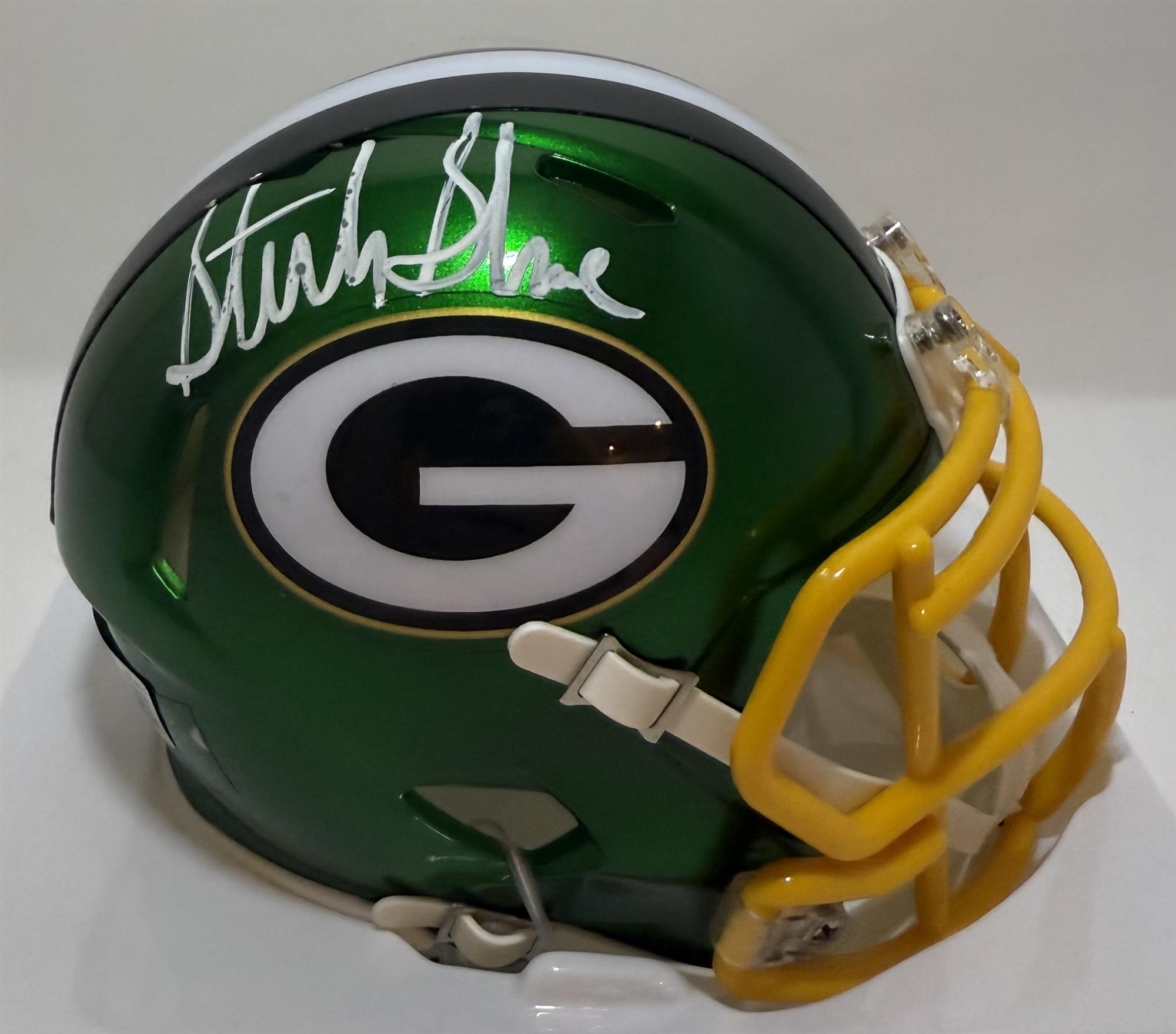 STERLING SHARPE SIGNED PACKERS FLASH SPEED MINI HELMET - BAS