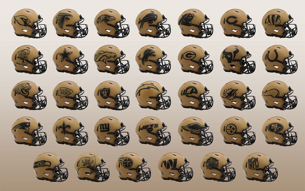 NFL 2023 SALUTE TO SERVICE II UNSIGNED SPEED MINI HELMETS - 2023 SPECIALTY MINI HELMET RUN