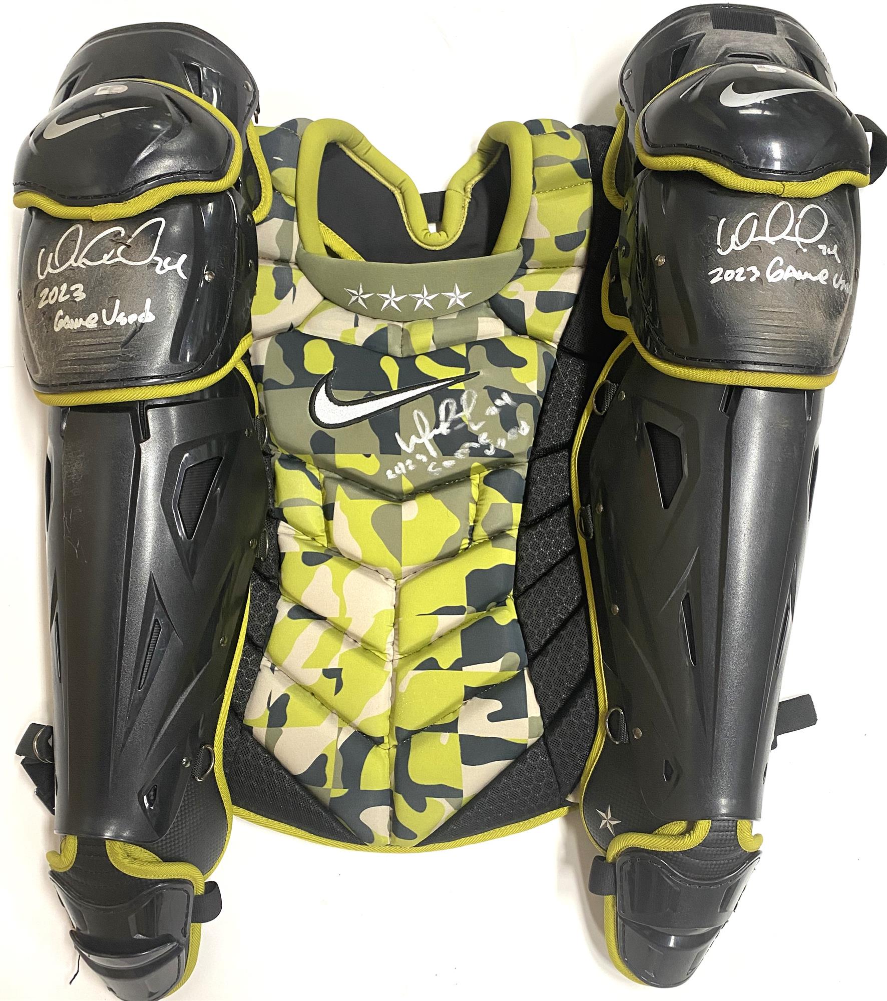 WILLIAM CONTRERAS SIGNED BREWERS 2023 ARMED FORCES GAME USED CATCHERS GEAR #14 - JSA WILLIAM CONTRERAS SIGNED BREWERS 2023 ARMED FORCES GAME USED CATCHERS GEAR #14 - JSA