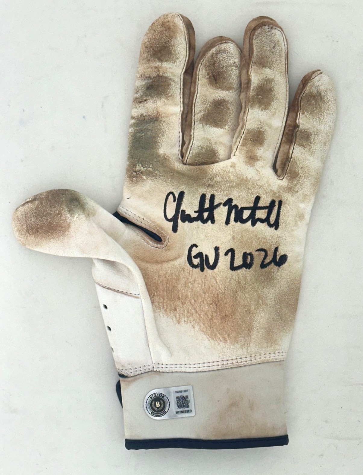 GARRETT MITCHELL SIGNED BREWERS NIKE 2026 GAME USED BATTING GLOVE #1 - JSA