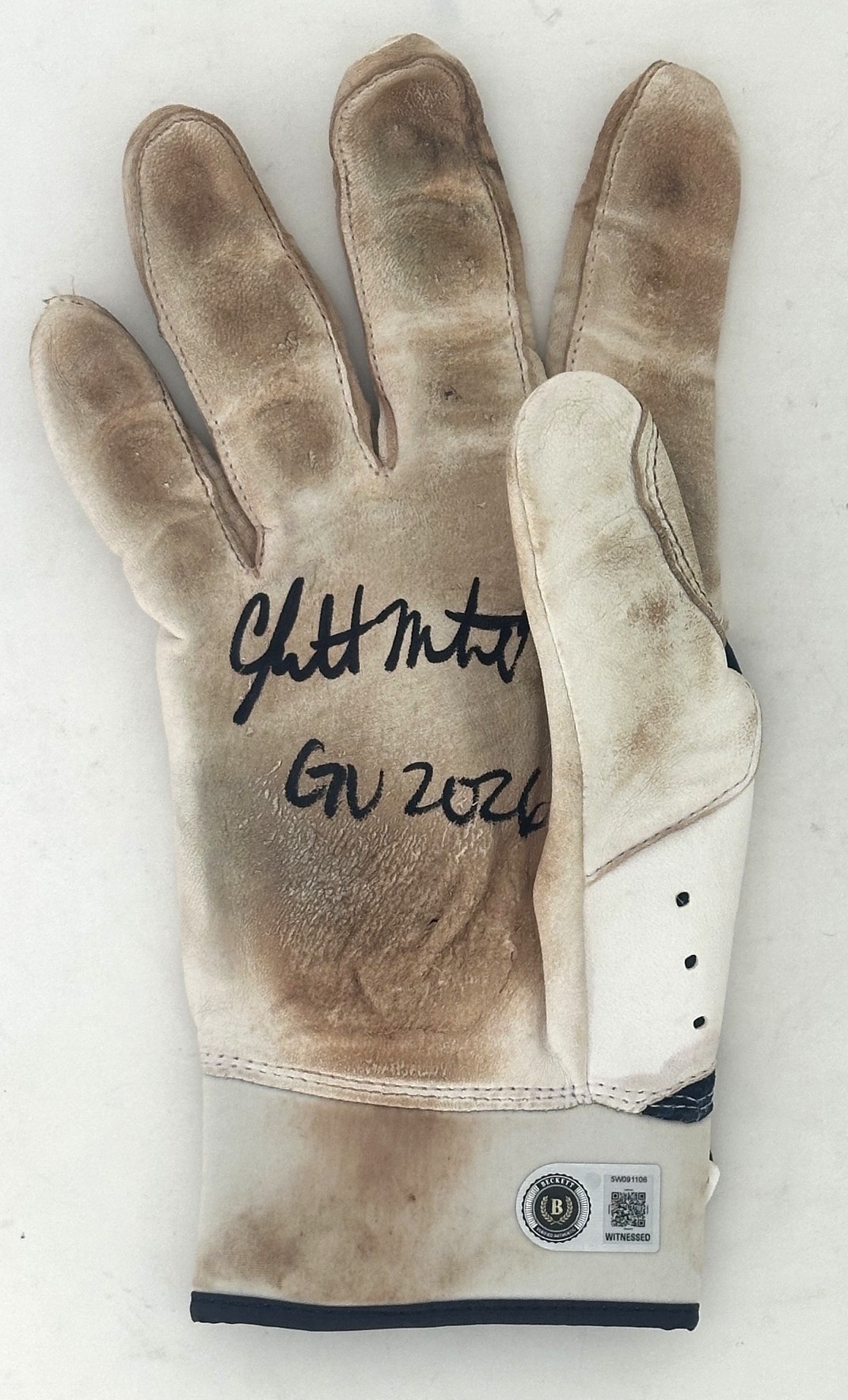 GARRETT MITCHELL SIGNED BREWERS NIKE 2026 GAME USED BATTING GLOVE #7 - JSA