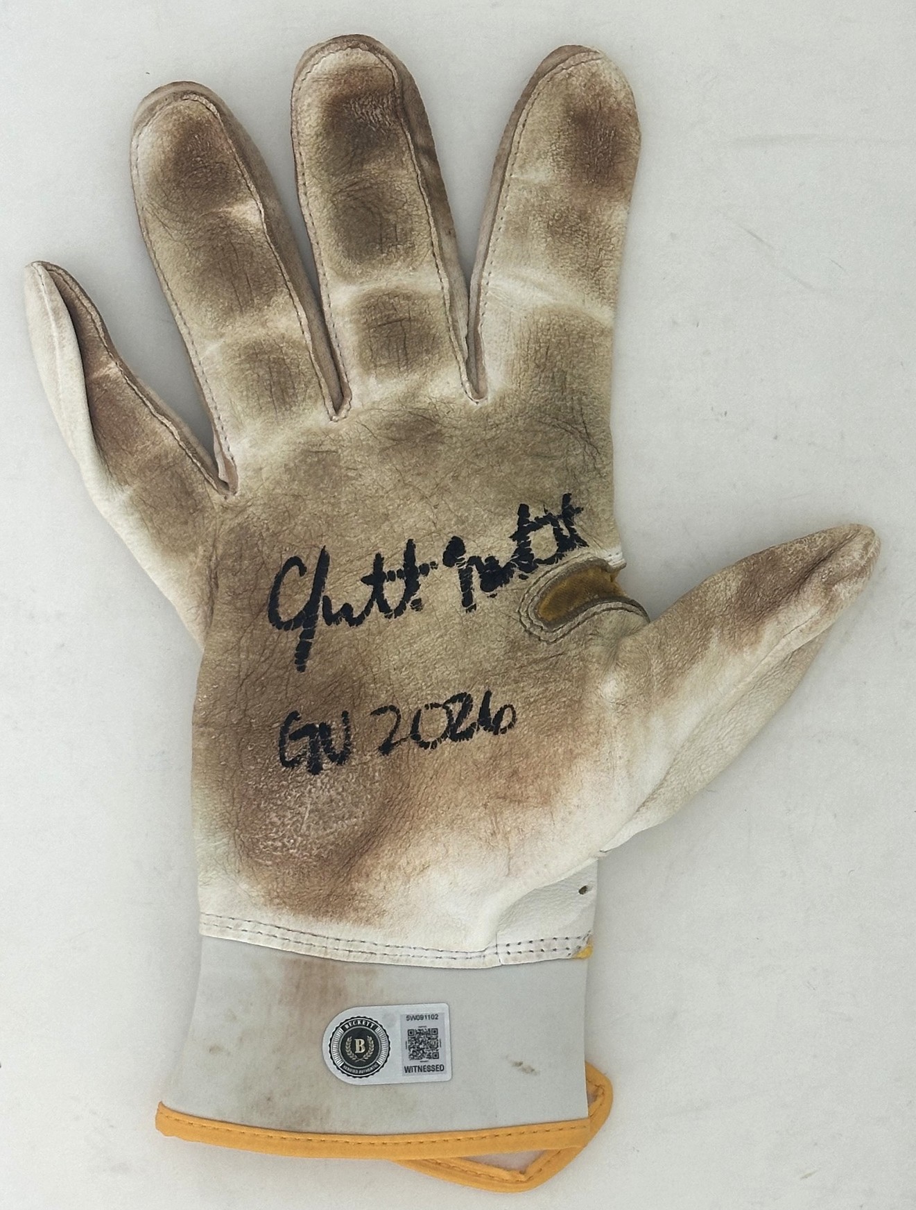 GARRETT MITCHELL SIGNED BREWERS NIKE 2026 GAME USED BATTING GLOVE #6 - JSA