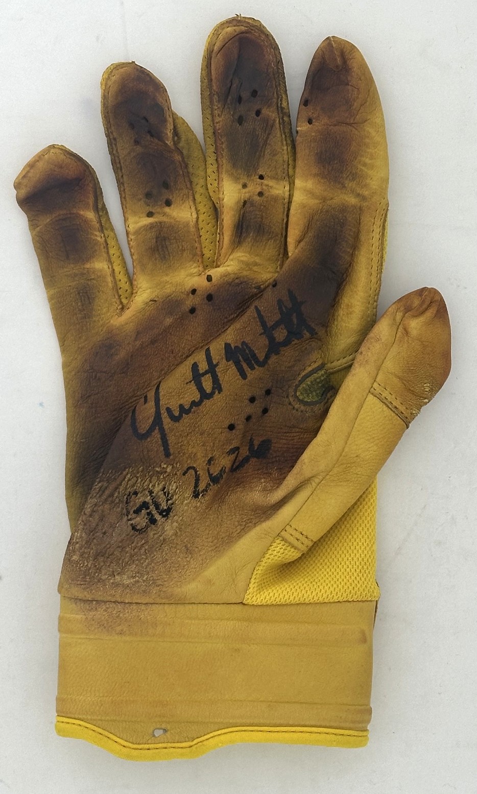 GARRETT MITCHELL SIGNED BREWERS NIKE 2026 GAME USED BATTING GLOVE #3 - JSA