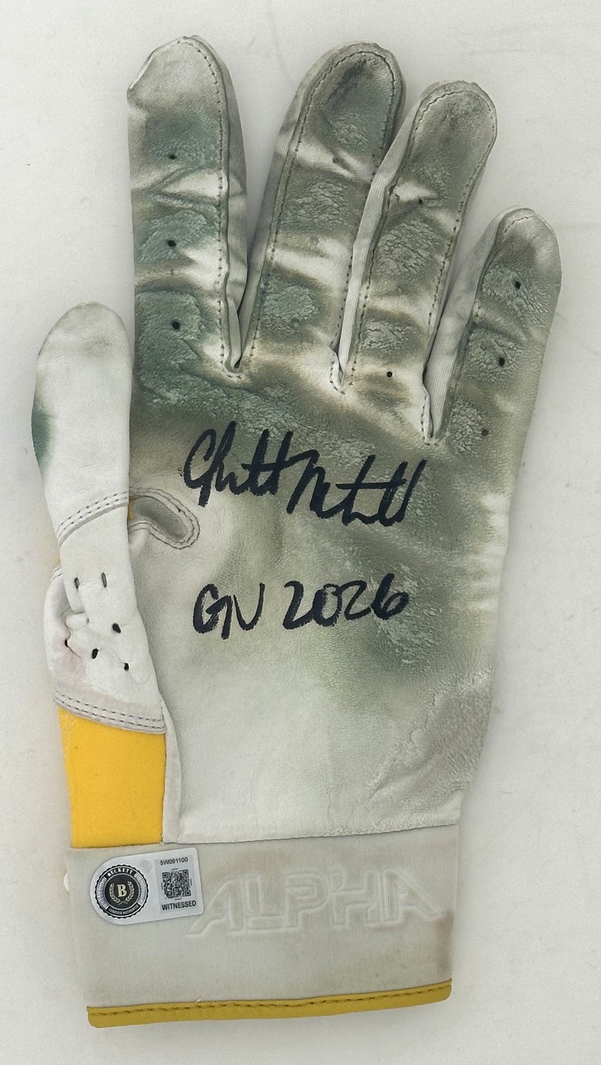 GARRETT MITCHELL SIGNED BREWERS NIKE 2026 GAME USED BATTING GLOVE #1 - JSA