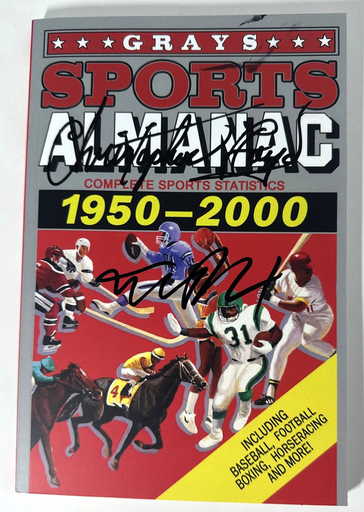 MICHAEL J. FOX & CHRISTOPHER LLOYD DUAL SIGNED BACK TO THE FUTURE GRAYS SPORTS ALMANAC MAGAZINE - JSA