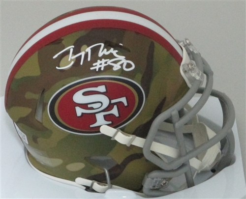 JERRY RICE SIGNED SF 49ERS CAMO MINI HELMET - FAN
