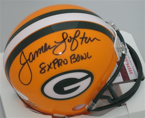 JAMES LOFTON SIGNED PACKERS MINI HELMET W/ 8xPB - JSA