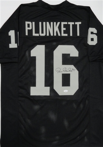 JIM PLUNKETT SIGNED CUSTOM REPLICA RAIDERS JERSEY - JSA