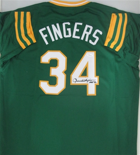 ROLLIE FINGERS SIGNED CUSTOM ATHLETICS JERSEY W/ HOF '92 - JSA