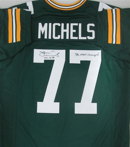 JOHN MICHELS SIGNED CUSTOM REPLICA PACKERS JERSEY W/ SB XXXI