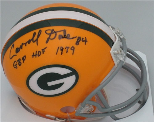 CARROLL DALE SIGNED PACKERS MINI HELMET W/ GBP HOF